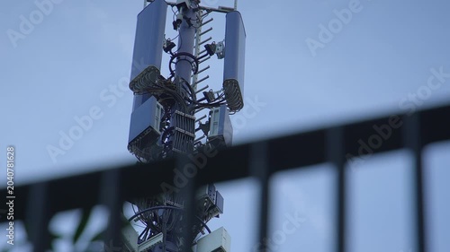 Mobile telecommunication tower mast antenna sending 5G radia signal