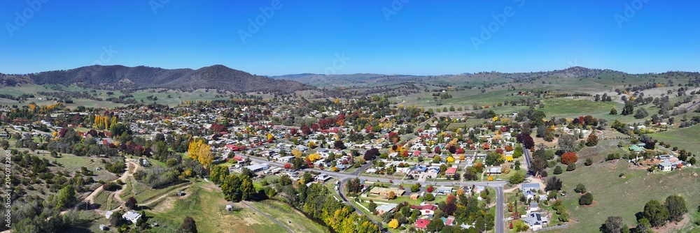Obraz premium Spectacular aerial panorama of Adelong NSW Australia