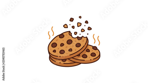 Konstfotografi Delicious Chocolate Chip Cookie with a Bite Taken Out, Crumbling