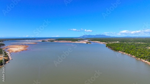 Spectacular aerial photo of Burdekin River near Ayr Queensland Australia