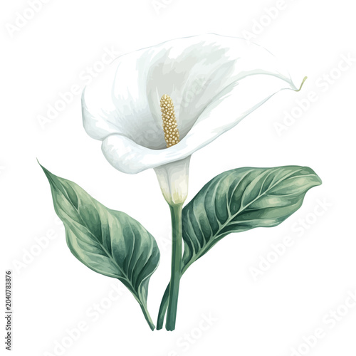 Bild auf Leinwand High-resolution watercolor painting vector of Arum Lily Flower, isolated on a white background