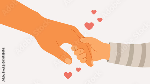 Caring Hand Holding Child Hand Love Support Illustration