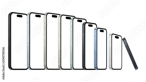 Obraz na płótnie sequence of smartphones vector phones mobile devices illustration technology com
