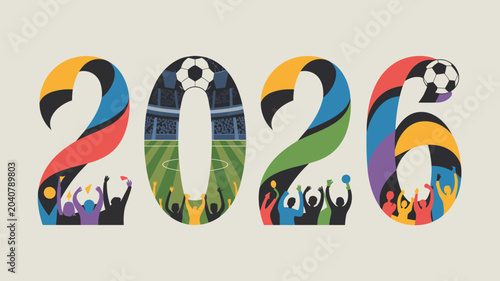Obraz na płótnie 2026 soccer event vector illustration football sports tournament competition tea