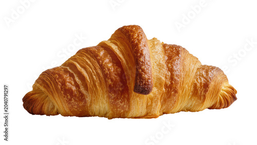 Bild auf Leinwand Golden brown flaky croissant pastry, isolated on transparent background