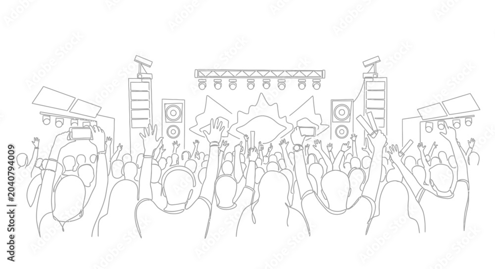 Fototapeta premium Concert Crowd Cheering at Stage