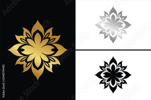 Bild auf Leinwand olden Decorative Floral Symbol Collection