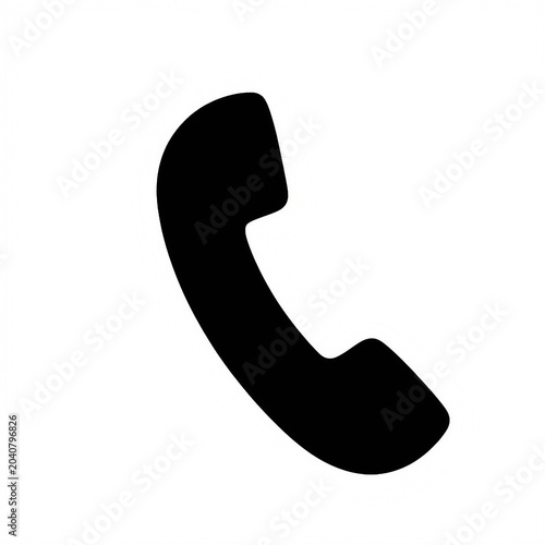 Black Telephone Receiver Silhouette On White Background Communication Symbol contact