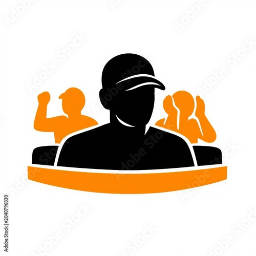 Spectators Silhouette Icon Two tone Orange And Black Design On White Background