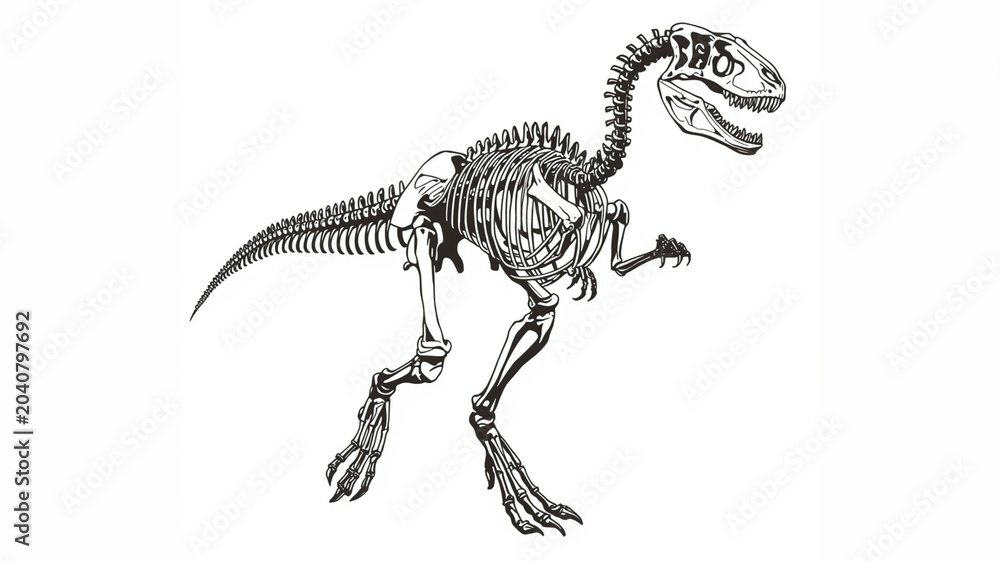 Fototapeta premium Tyrannosaurus Rex Dinosaur Skeleton Line Drawing