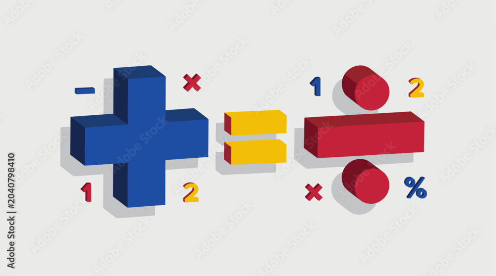 Fototapeta premium Colorful 3D math symbols and numbers.