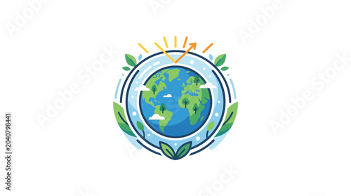 Tableau sur toile Global Warming Concept: Earth with Greenhouse Effect and Green Leaves