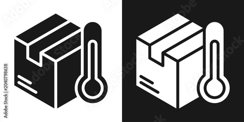 Temperature Control Icon In Black And White Glyph Style