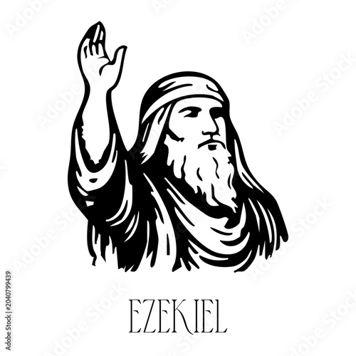 Valokuva Ezekiel Biblical Prophet Illustration, Hand Drawn Old Testament Character