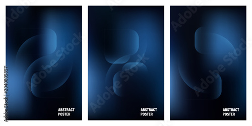Tableau sur toile Abstract Blue Geometric Shapes with Soft Light and Moody Atmosphere