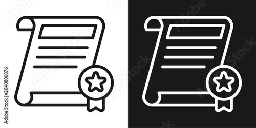 Achievement Record Icon In Black And White Line Style