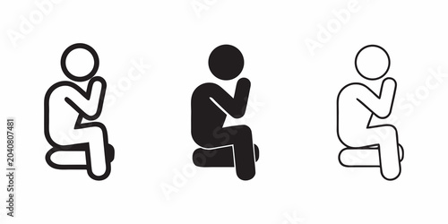 Konstfotografi Seated Person Icons Simple Black And White Line Art