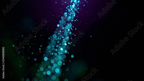 Translucent spheres stream in deep purple digital void