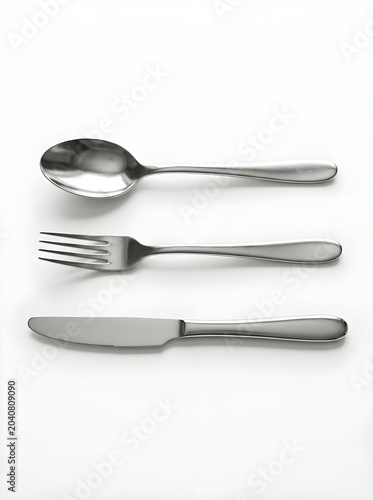 spoon, fork, knife 3d rendering isolated on white background cartoon plastic style icon