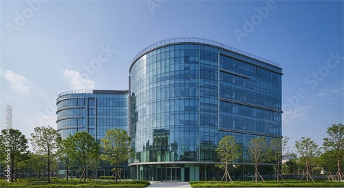 Contemporary Corporate Architecture Building Under Blue Sky