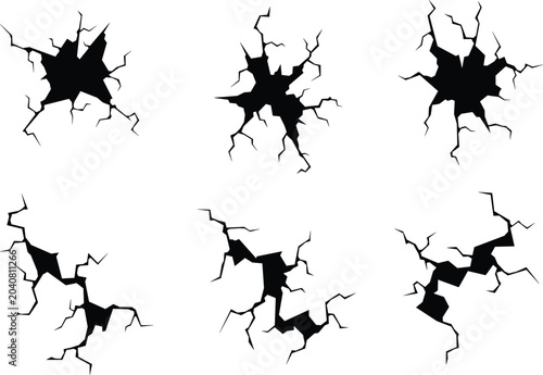black crack vector set illustration