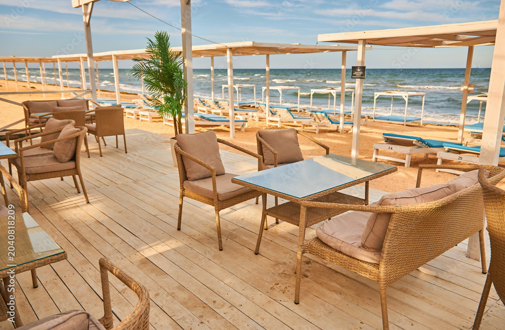 Fototapeta premium Beachfront Restaurant Terrace Seating