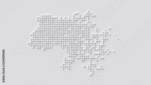 Minimalist animation of a map of Ukraine, composed of white volumetric cylinders on a light background, gradually assembles to form a map of the country, creating a modern infographic style.