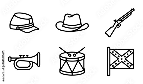 Bild auf Leinwand Civil War Icons, Historical Military Symbols, American History Vector Set, Union
