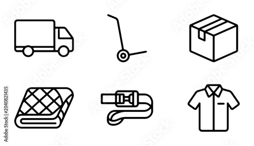 Bild auf Leinwand Delivery Truck, Hand Truck, Package, Blanket, Seatbelt, Shirt Icons: Logistics,