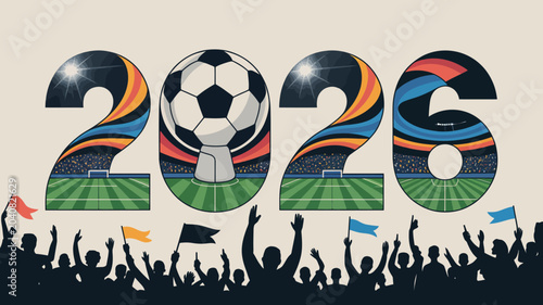 Obraz na płótnie 2026 soccer ball typography poster football sports vector illustration design ev