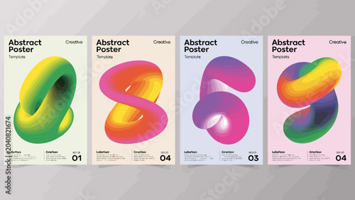 Εκτύπωση καμβά abstract poster templates with colorful 3d shapes geometric forms design element