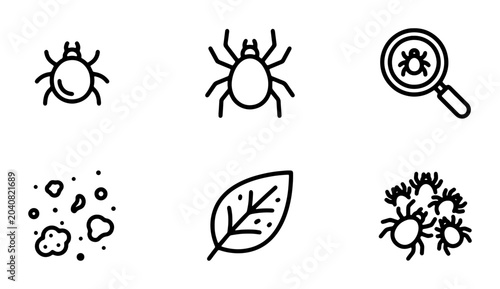 Bild auf Leinwand Insect Icons Set, Pest Control Vector Graphics, Bug & Mite Line Art Collection
