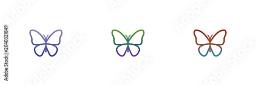 Colorful butterfly icons in blue, green and red