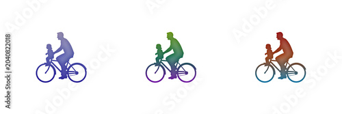 Man riding bicycle with child