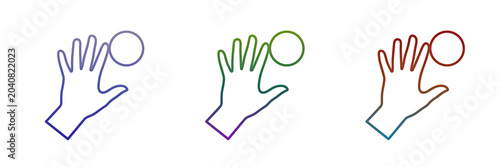 Hand with ball in different colors