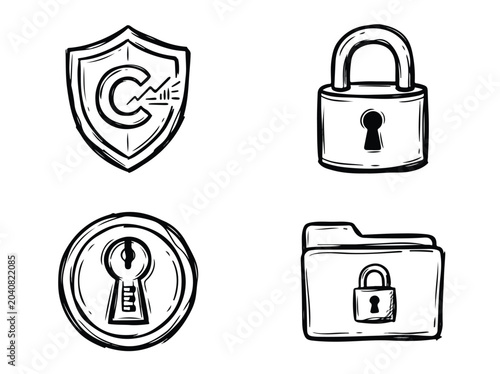 Security icons with lock and key.