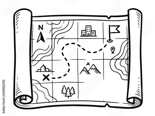 Vintage Treasure Map Illustration.