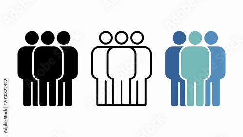Tablou pe pânză three people icons in flat style human figures group teamwork collaboration comm