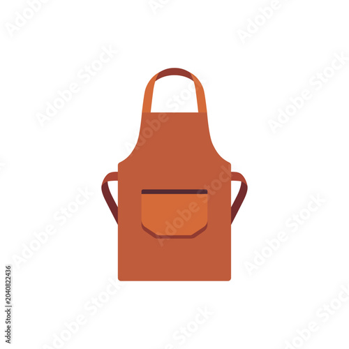 Fotografie Brown leather apron with front pocket and neck strap, protective workwear for bl