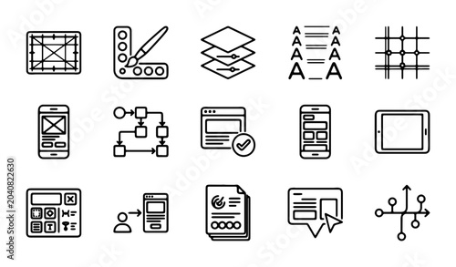 Bild auf Leinwand Web Design Icons, UI UX Elements, Wireframe Tools, Responsive Layouts, Digital W