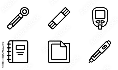 Obraz na płótnie Diabetes Care Icons, Medical Equipment Vector Set, Blood Glucose Monitor and Ins