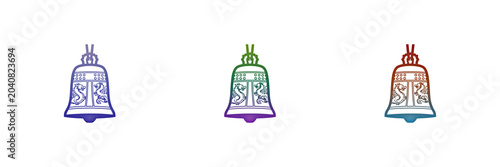 Three colorful chinese bells with dragon patterns