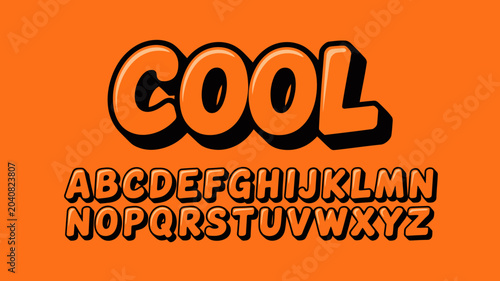 Schilderij op canvas cool alphabet letters in bold orange font typeface text graphic design stylish m