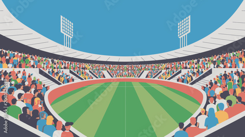 Obraz na plátně stadium crowd vector illustration sports event arena spectators fans game compet