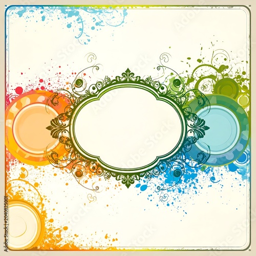 Abstract watercolor swirls and circles design.