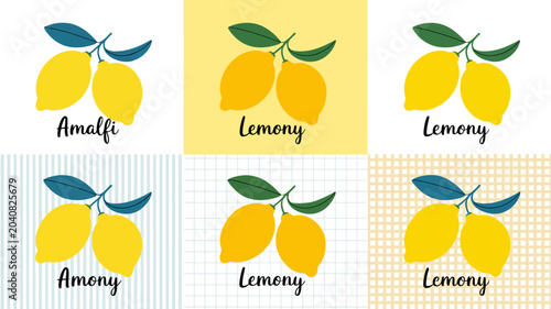 Fényképezés lemon illustration on various backgrounds fruit citrus yellow vector amalfi lemo