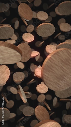 A background of spinning 3D carved wooden style shapes on an endless loop.

