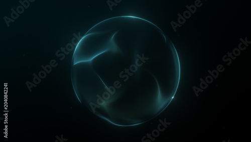 glowing green sphere particles creates energetic, abstract visual representation. Illustration picture background minimal graphic. Abstract turquoise sea wave color sphere made dotted waves 