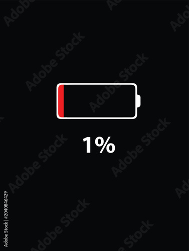 Tableau sur toile Low battery icon with one percent.