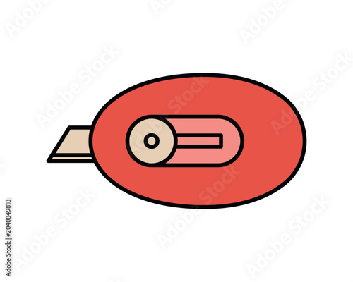 Red stationery knife. Designed in a simple, clean style.